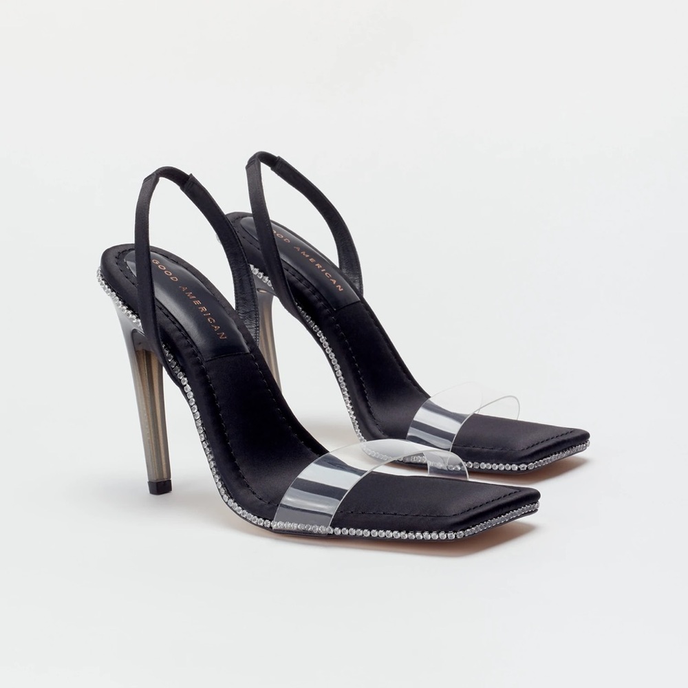 GOOD AMERICAN CRYSTAL CRUSH LUCITE SANDAL